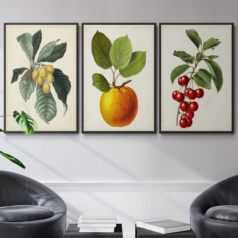 " Garden Gems I " 3 - Pieces, 36" H x 72" W, Black
