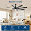 Ventilateur de plafond moderne noir avec lumière - 72 pouces, 8 pales en contreplaqué, moteur CC réversible à 6 vitesses, DEL à intensité variable, 3 températures de couleur, télécommande et contrôle d'application - parfait pour le salon, la chambre à coucher, le patio