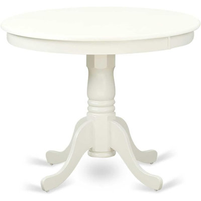 Round Wood Dining Table – Sturdy Kitchen Table For Small Spaces (linen White)