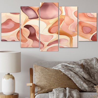 «Nutshell Abstractions Abstract Watercolor V», art mural sur toile à formes abstraites - 5 panneaux