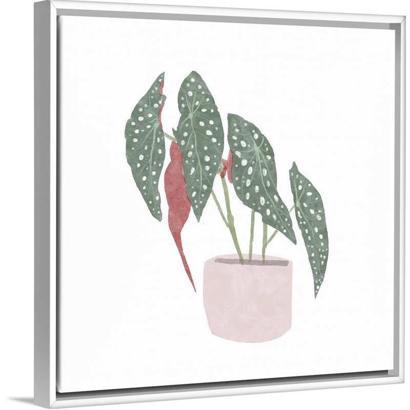 Toile à pois Begonia IV, art mural, H 22 po x l 22 po, Toile avec cadre blanc