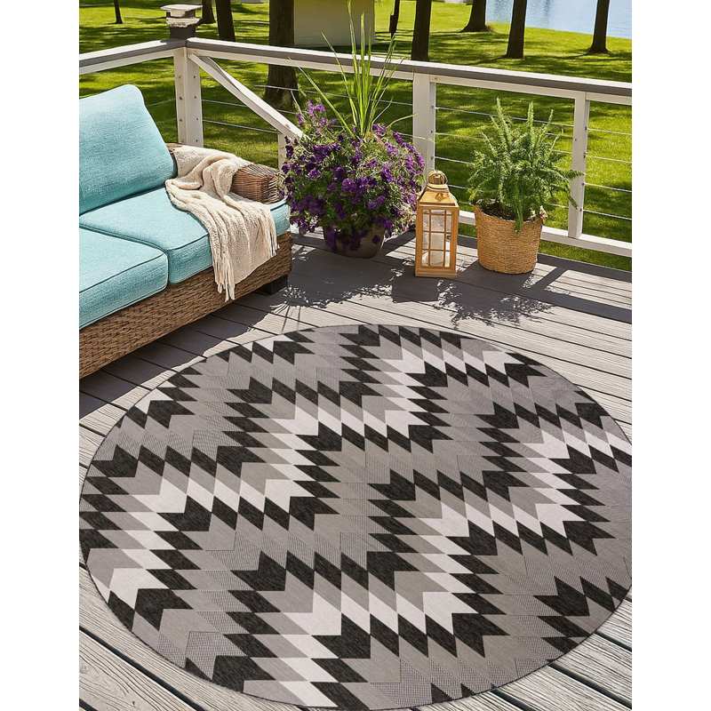 Tapis noir Aucun Nykeia, Rond 3 pi 1 po