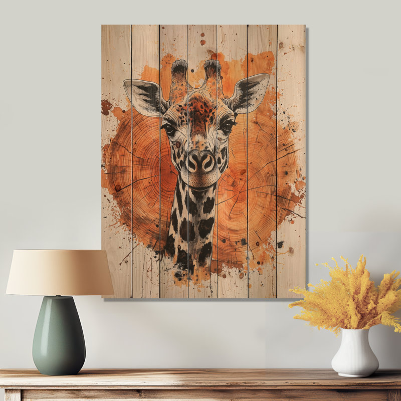 Portrait de girafe silencieuse en Afrique II, H 44 po x l 34 po x P 0,78 po