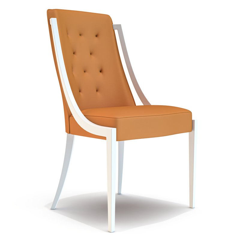 Volari Upholstered Dining Chair, Orange, Lacquered White