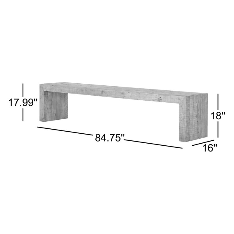 Ruskin Solid Wood Dining Bench, 18" H x 85" W x 15" D, Brown