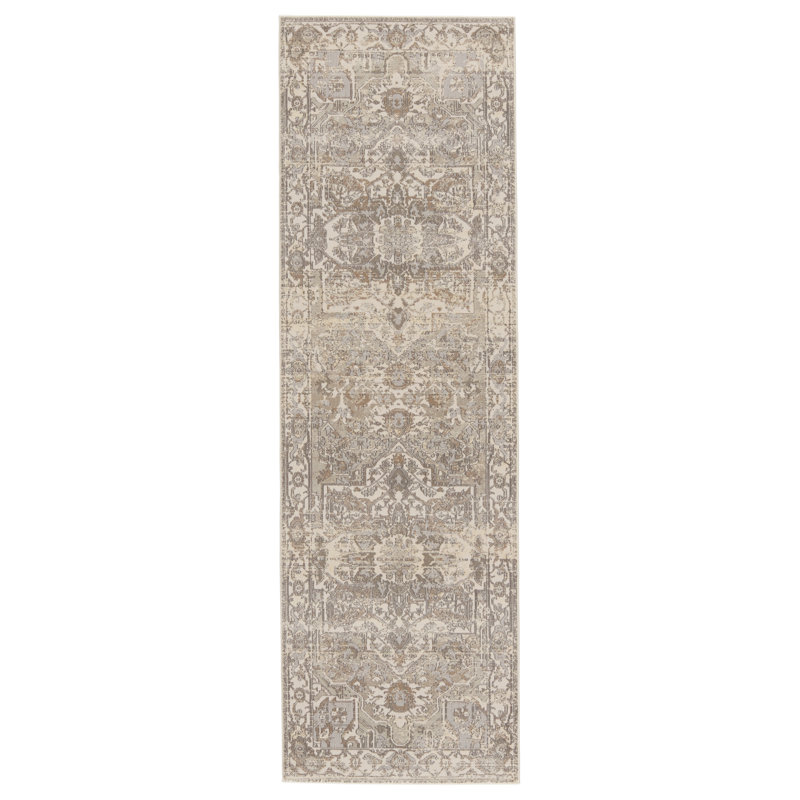 Tapis gris tissé à la machine Clint, Tapis de couloir de 2 pi 6 po x 8 pi