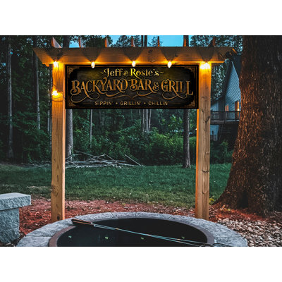 Backyard Sign Family Name Personalized On Metal