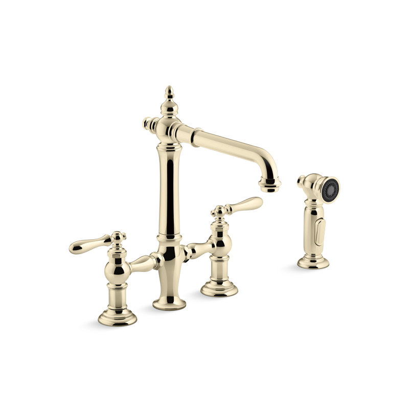 Artifacts® Bridge Faucet, Lever Handle, Vibrant French Gold