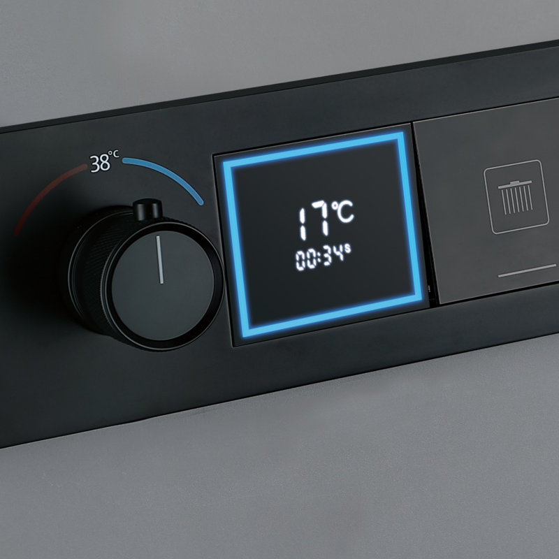 Système de douche thermostatique fixhd avec pommes de douche à effet pluie brutes