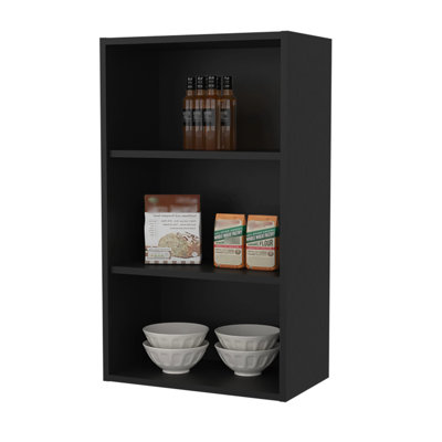 Black Wall Cabinet With Ample Shelf Space - 36"x21"x12", Scratch-, For Kitchen Organization And Storage Modern Fits Essentials
