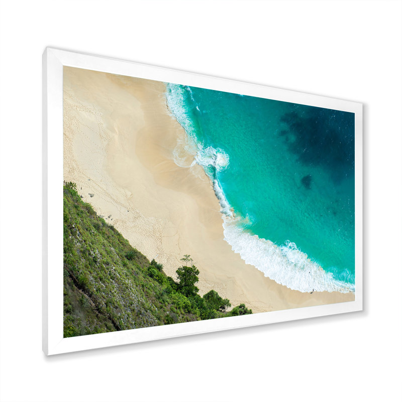 Vue aérienne de la plage tropicale VI - reproduction sur toile, H 16 po x l 32 po, Toile blanche avec cadre d'angle fermé