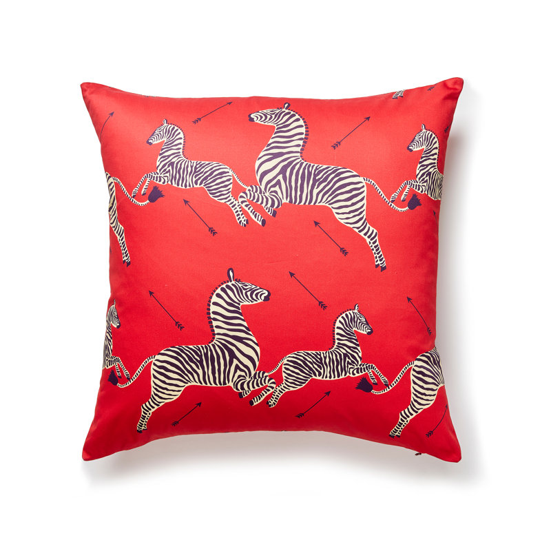 Zebras Square Pillow Cover & Insert, Masai Red