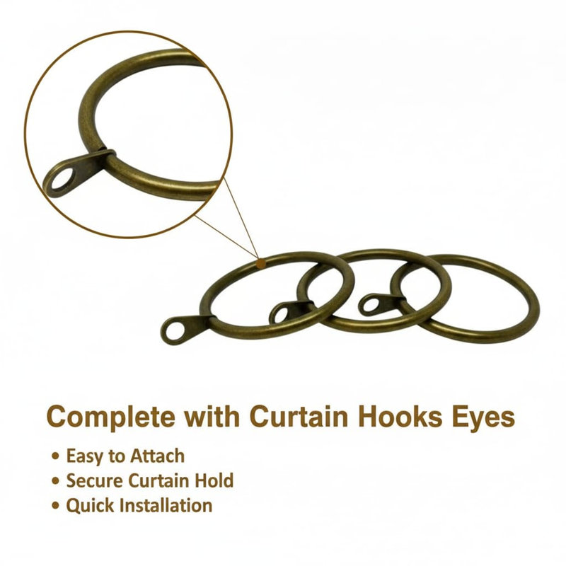 Iron 4 cm Curtain Rings, Brass