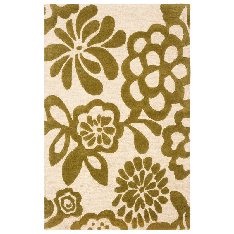 Soho Hand Tufted Wool Floral Rug, Rectangle 3'6" x 5'6"