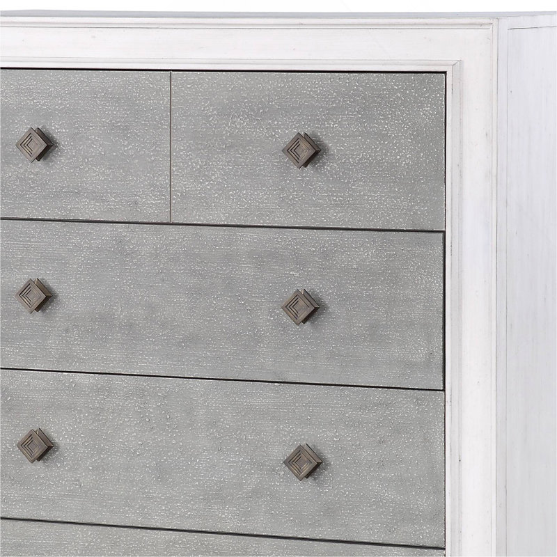 Commode Katia gris rustique et blanc vieilli