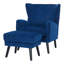Upholstered Wingback Chair with Footstool-2088036194