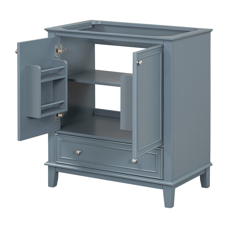 Meuble-lavabo 30 po sans lavabo, base seulement, armoire de salle de bain multifonctionnelle avec portes et tiroir, structure solide et panneau en bois aggloméré