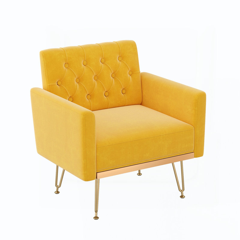 Chaises de lecture modernes capitonnées rembourrées, Jaune