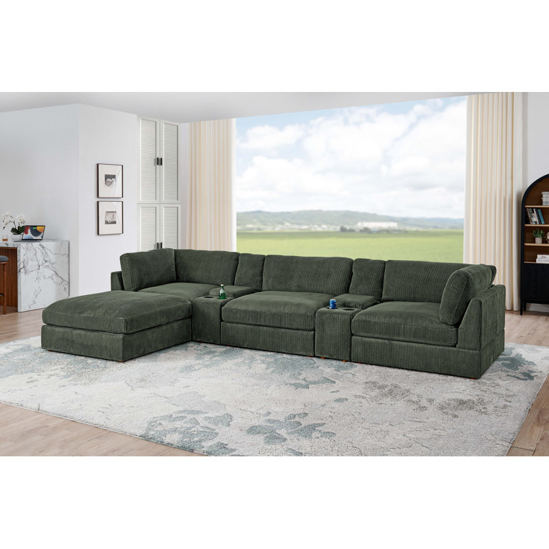 Aysgarth Modular Corduroy Sectional, Dark Green