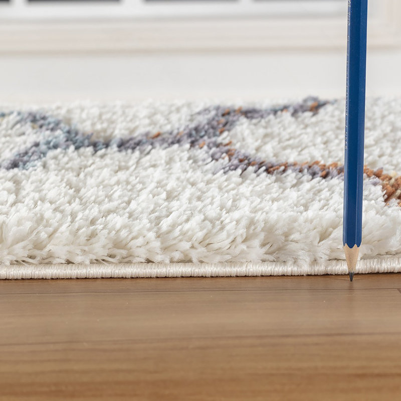 Tapis ivoire à poils longs Loft, Rectangle 5 pi 3 po x 7 pi