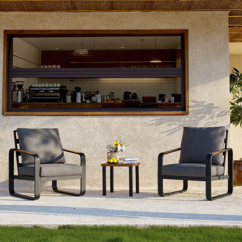 Haven 3-piece Outdoor Sofa Seating Group with Cushions, Dark Gray Patio Conversation Set, Dark Gray