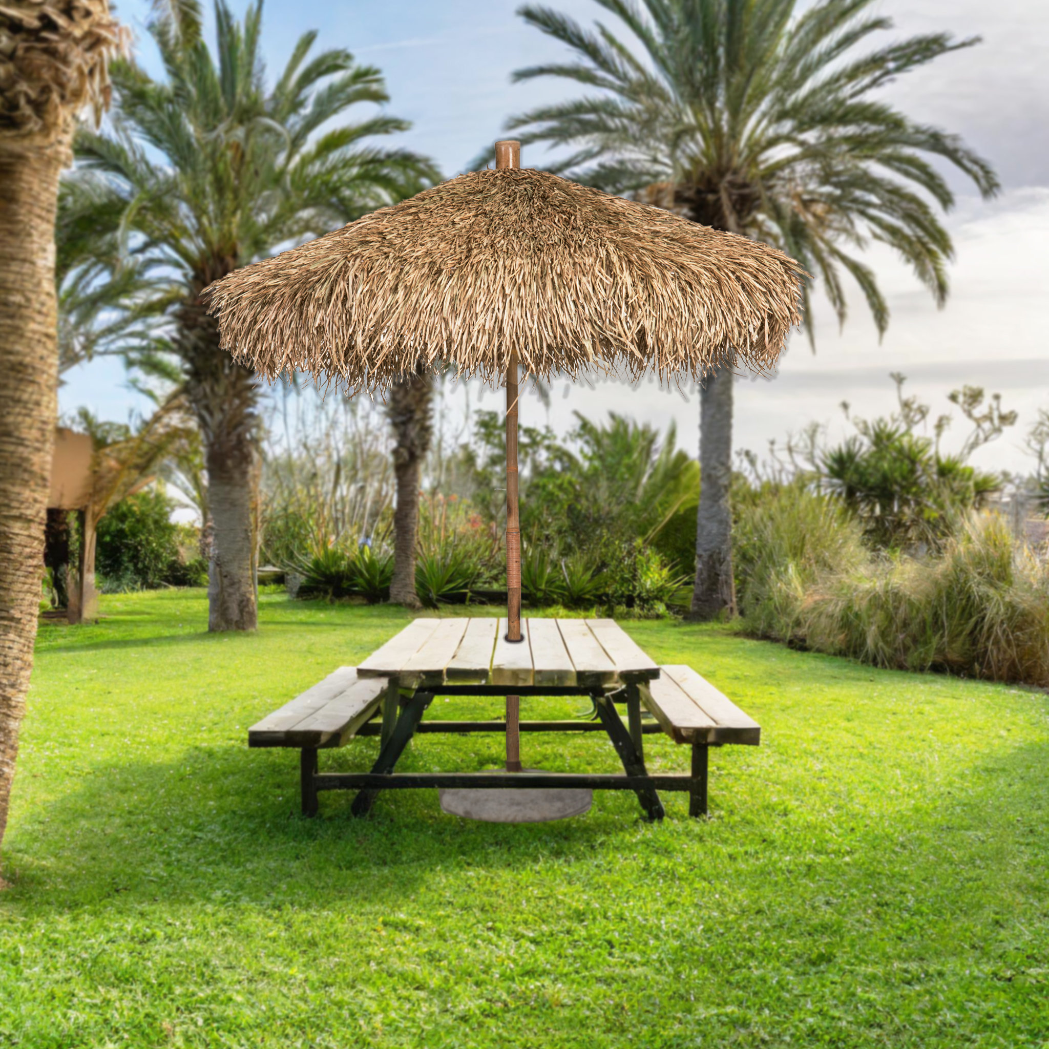 Backyard X-Scapes Bamboo Seagrass Thatch Umbrella for Outdoors Market ...