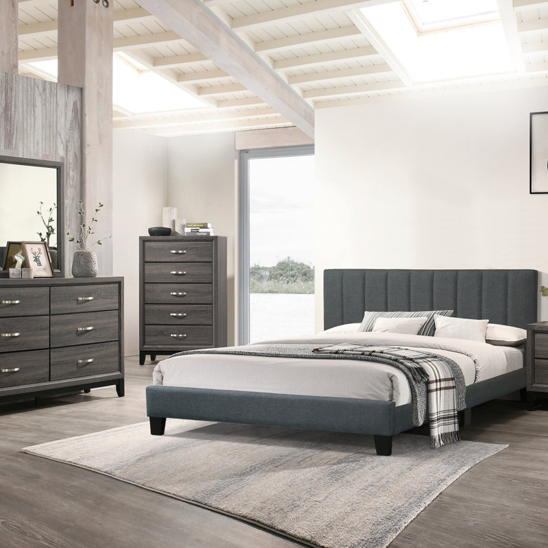 Magnifique lit 1pc Polyfiber Bed, Gris anthracite, Lit double