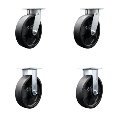 8 Inch Kingpinless Glass Filled Nylon Wheel Swivel Caster Set 2 Swivel 2 Rigid