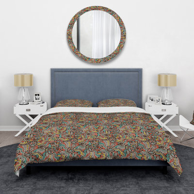 Ethnic Abstract Fishes - Modern Duvet Cover Set - Microfiber Polyester