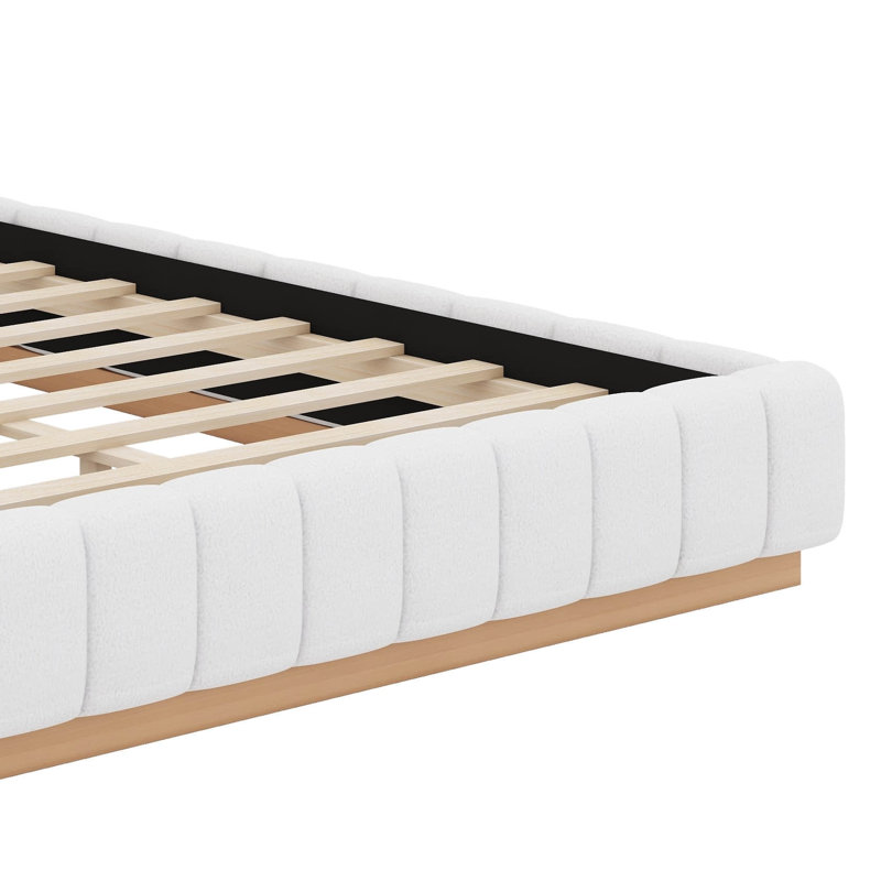 Cadre de lit plateforme avec tête de lit Boucle, cadre de lit moderne à profil bas, cadre de lit tapissier avec base en bois