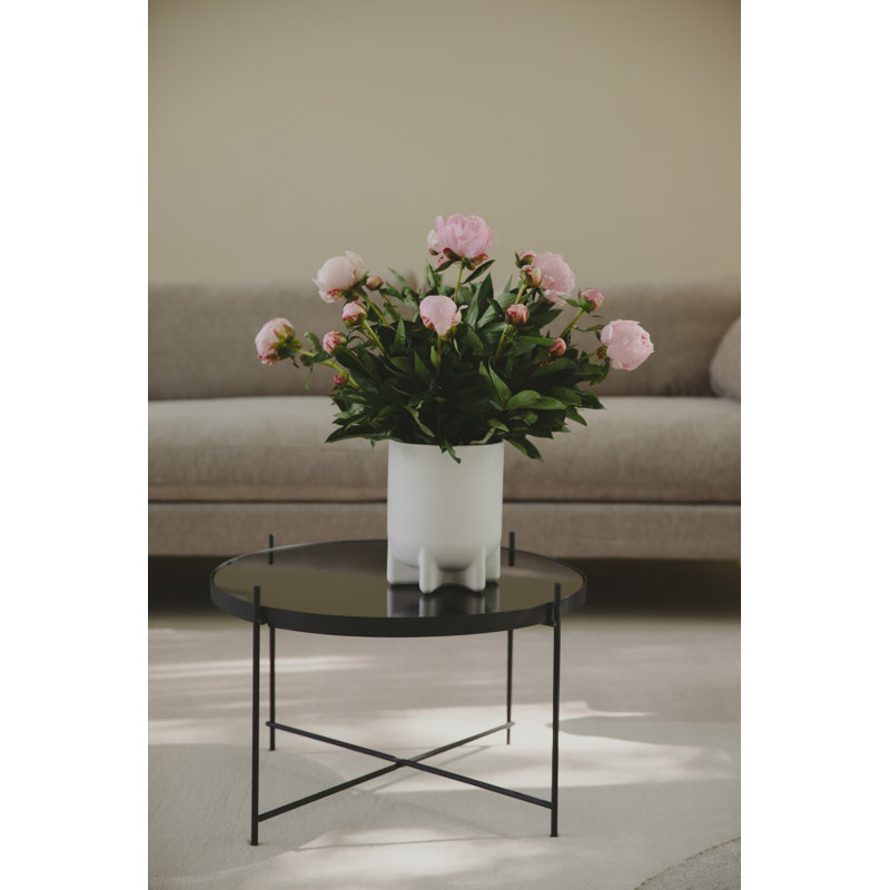Cupid Glass End Table, Black, 16"H x 25"W x25"D