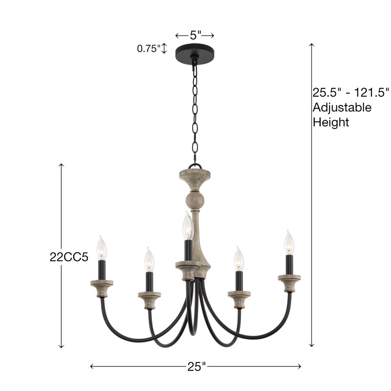 Lustre 5 lumières façon bougie 25 po Juniper