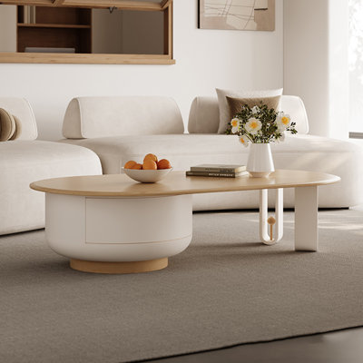 Simple oval solid wood tea table living room