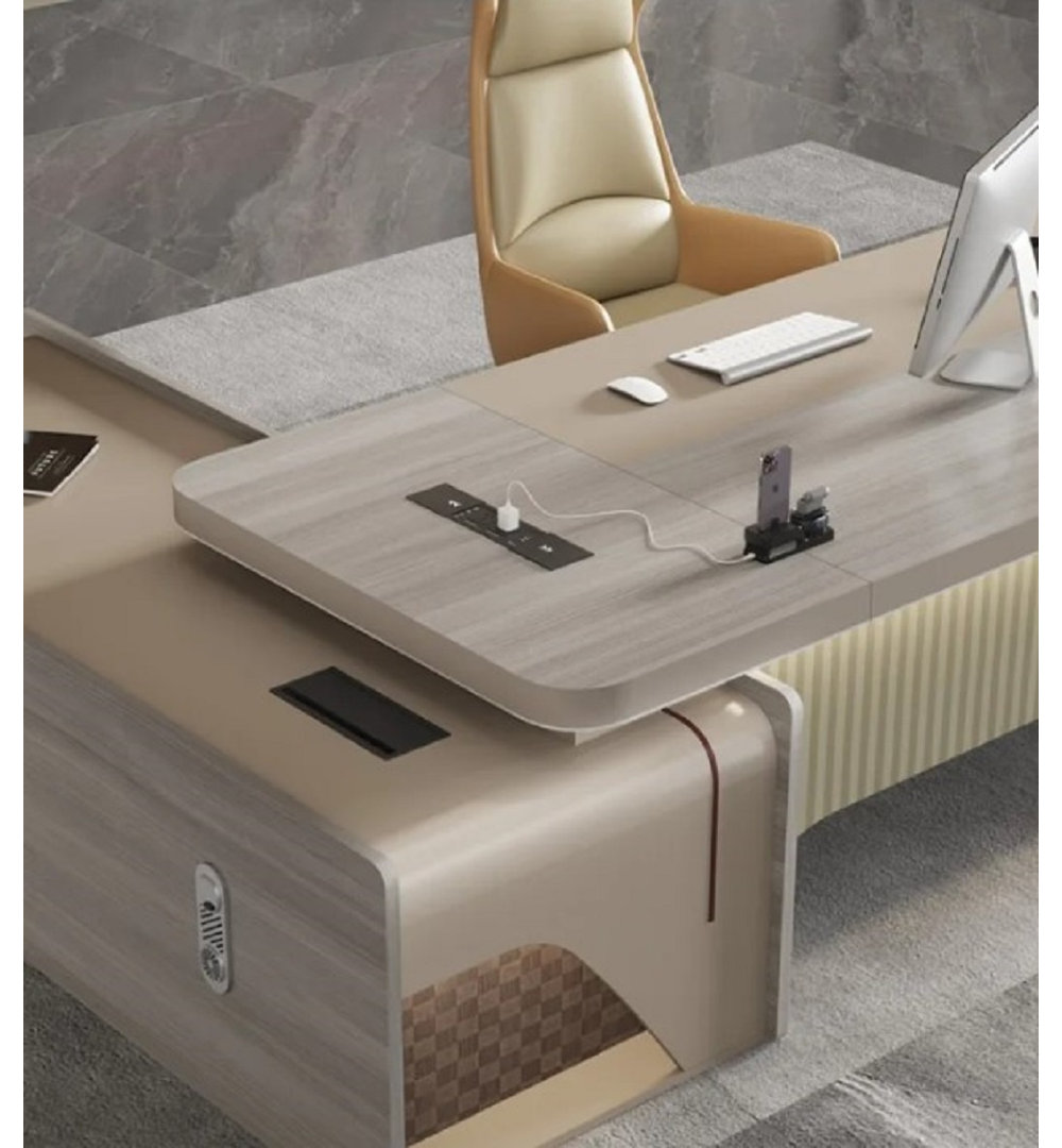Chinonye Rectangle Executive Desk with Cabinet