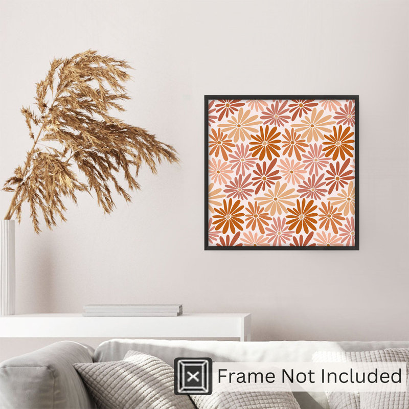 Floral rétro, fleurs VI, rétro, reproduction d'art non encadrée, H 14 po x l 14 po