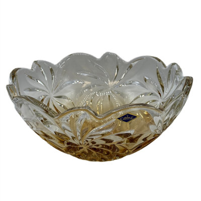 Aurum Crystal 11" Bohemian Crystal Fruit Bowl — FLORA Collection — Elegant Amber Gradient Glass Bowl — Luxury Czech Crystal Centerpiece for Home Decor, Wedding & Anniversary Gift— Crafted — F8617098F52B415DA0BFC10904873619