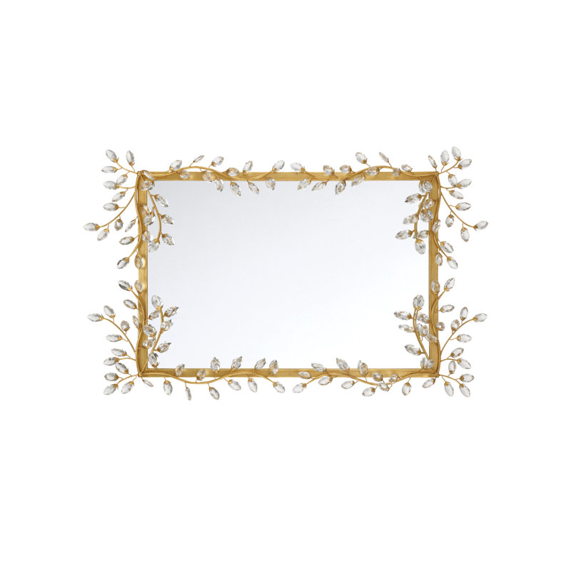 Forget-Me-Not Rectangle Beveled Mirror, Gold