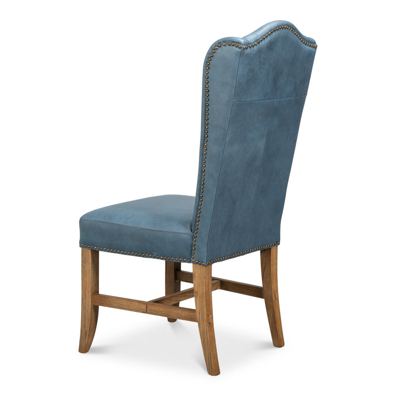 Leather Dining Chair, Light Blue