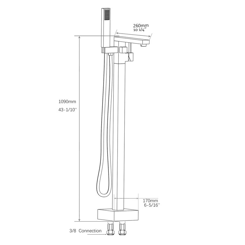 Oil Rubbed Bronze Freestanding Bathtub Faucet with Hand Shower