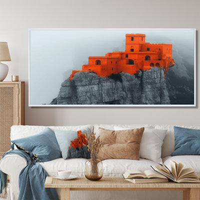 Hiver orange, montagne monochrome, forteresse - forteresses, art mural, salon