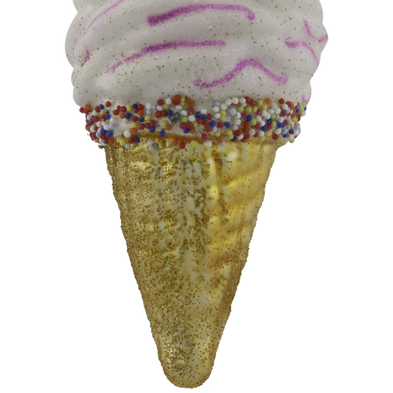4" Vanilla Ice Cream Cone Glass Christmas Ornament