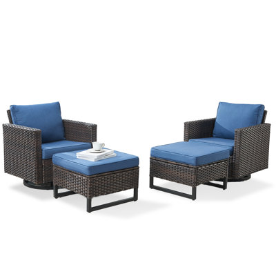 Ensemble de 2 chaises berçantes pivotantes pour patio avec repose-pieds de style nazime