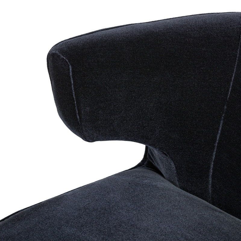 Latonya Upholstered Swivel Barrel Chair, Blue 50% Viscose/50% Wool