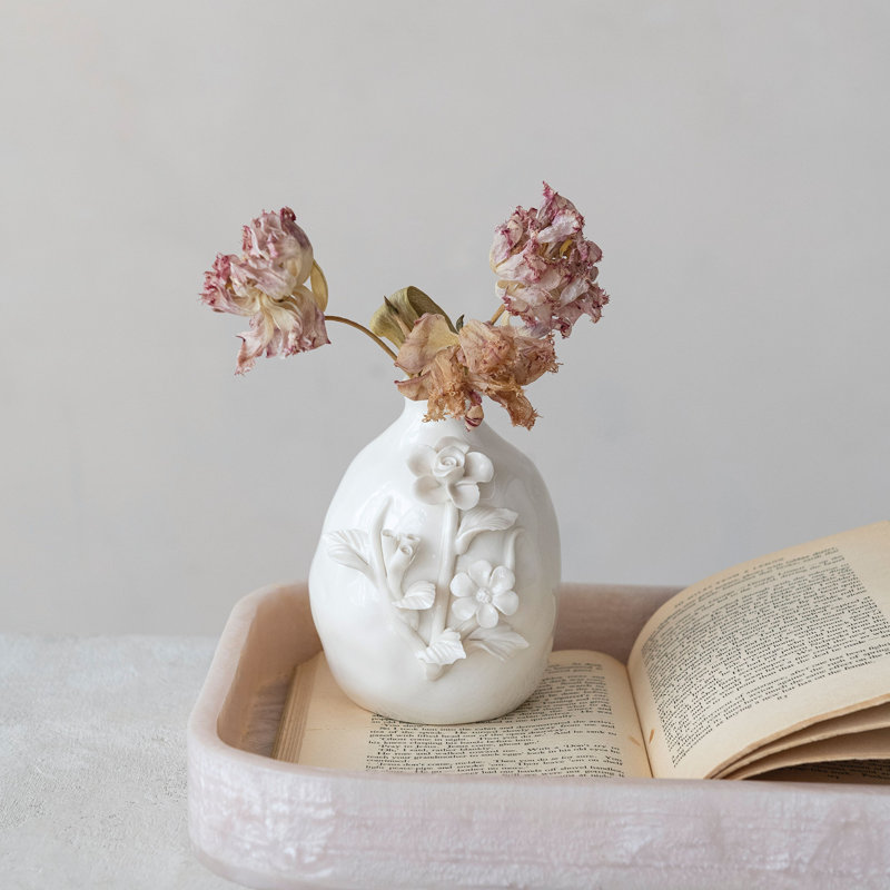 Vase en grès avec fleurs