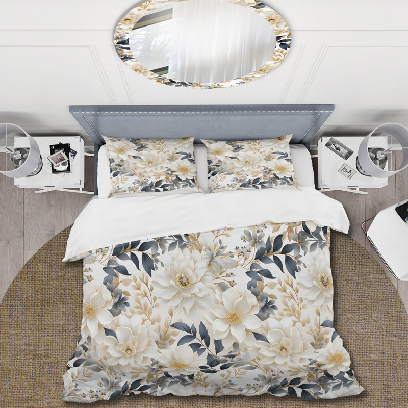 Ensemble de housse de couette Ethereal Blooms I, Housse de couette pour très grand lit et 2 très