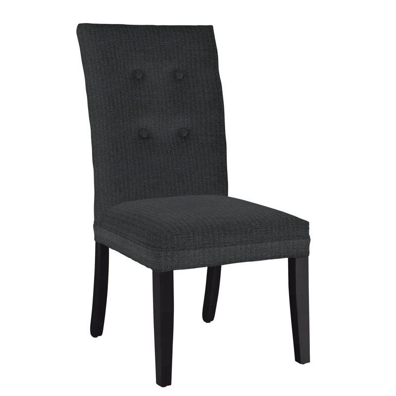 Chaise d'appoint rembourrée Halene, Marine, Noir satiné