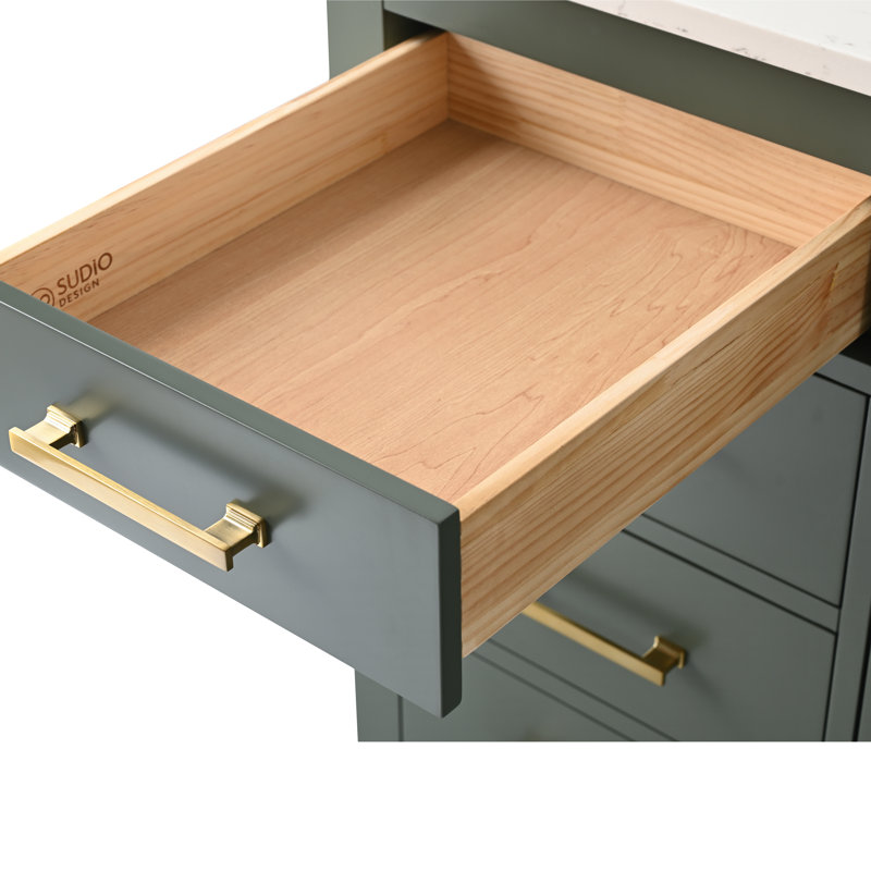 Trevor 60" W Single Vanity, Vintage Green/Brushed Gold