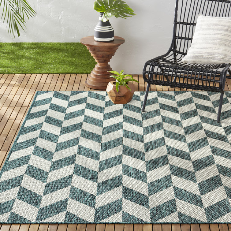 Tapis intérieur / extérieur vert / crème Nicole