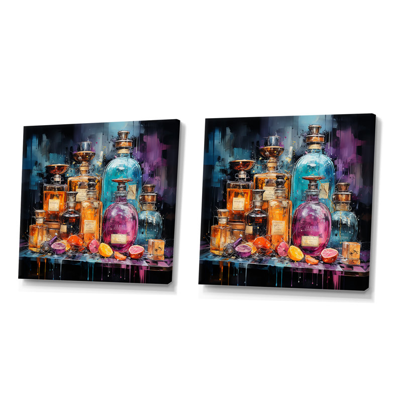 Parfums élégants parfumés I - ensemble de 2 reproductions d'art sur toile, Toile tendue, H 16 po x l 33 po x P 1 po