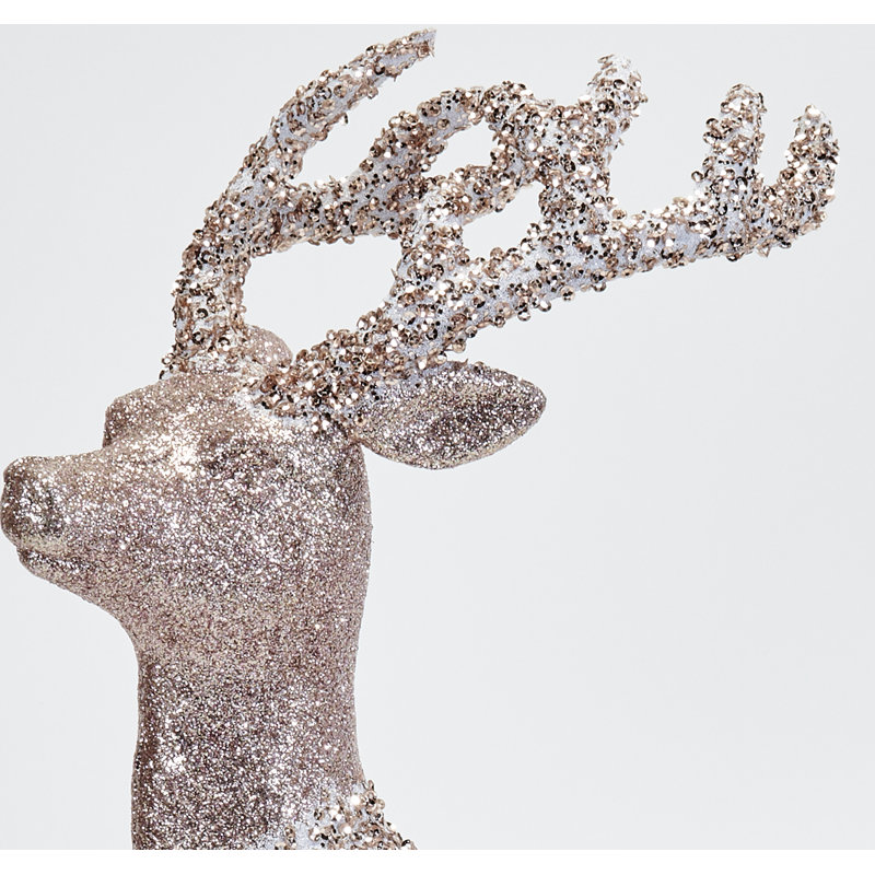 18" Rose Gold Glittered Christmas Reindeer
